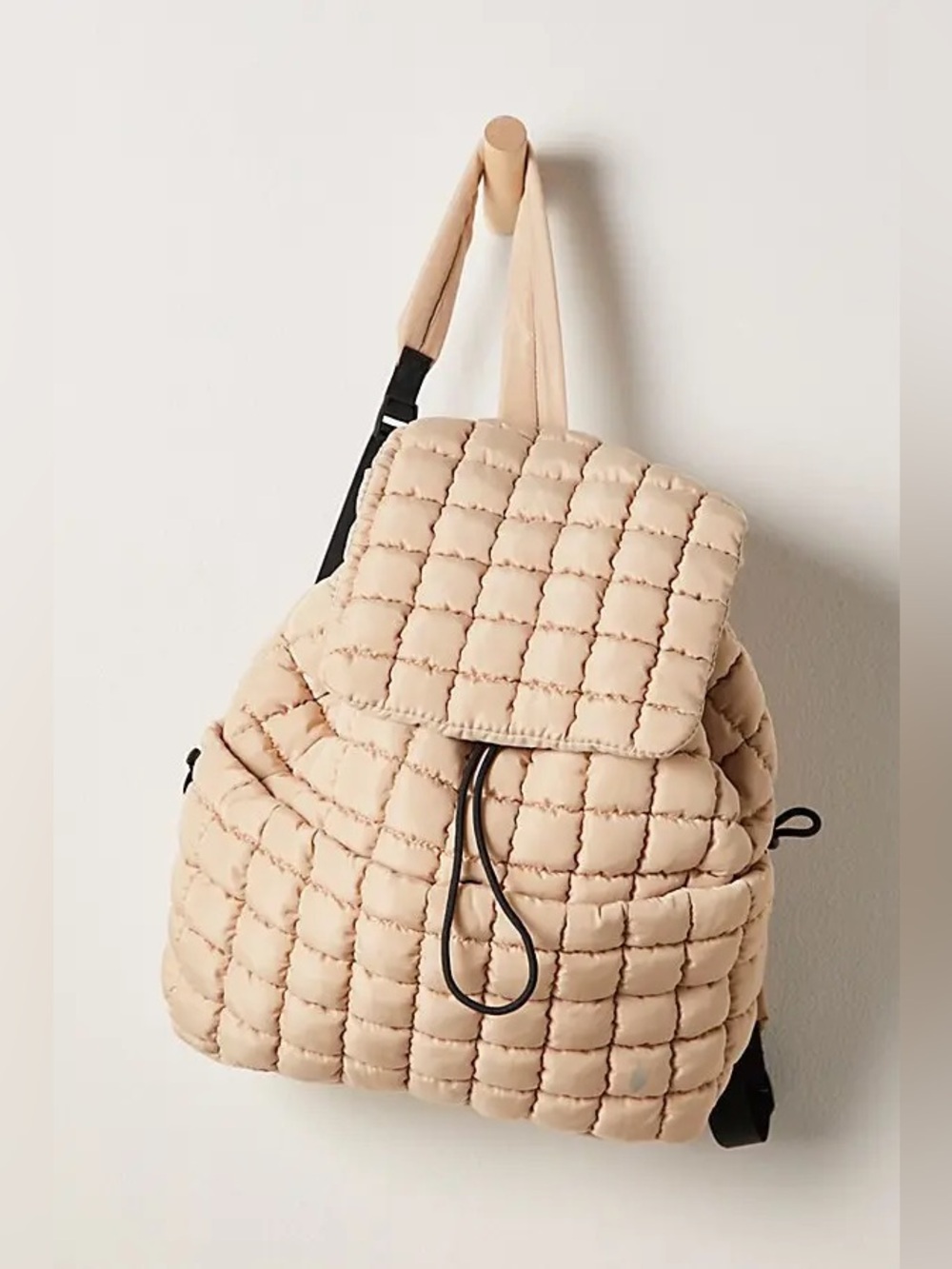 Free People Quilted Puffer Backpack in Beige
